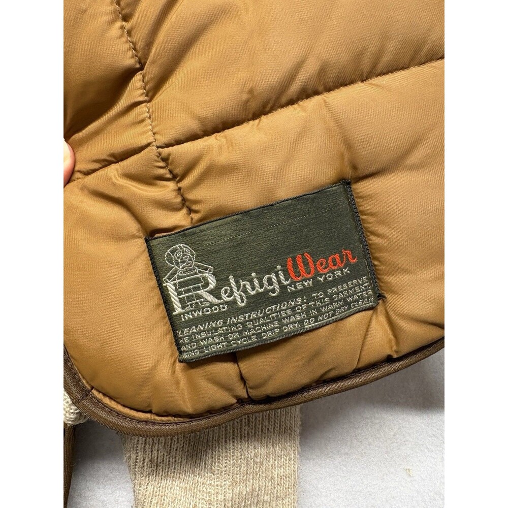 RefrigiWear Vintage Quilted Puffer Jacket Mens L  Brown Made in USA Sweater Slv - Picture 3 of 5